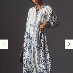 Anthropologie The Mona Linen Shirt Dress By Maeve Size Large